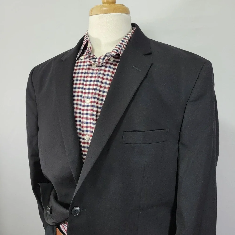 JOS A BANK Men's Sport Coat Blazer Two Button Charcoal‎ Black Wool Size 46R